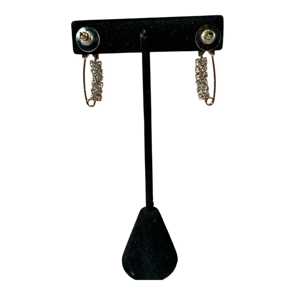 Karl Lagerfeld NWT Gold and Silver Safety Pin Earrings - Picture 6 of 7